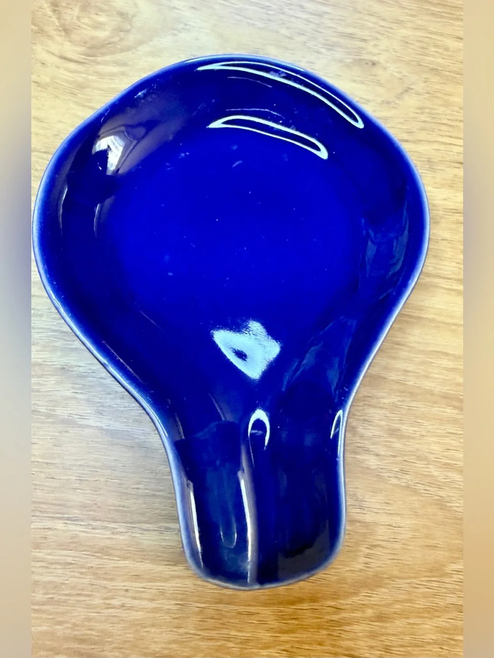 Crate & Barrel Navy Blue Ceramic Spoon Rest Holder Classic Clean Design